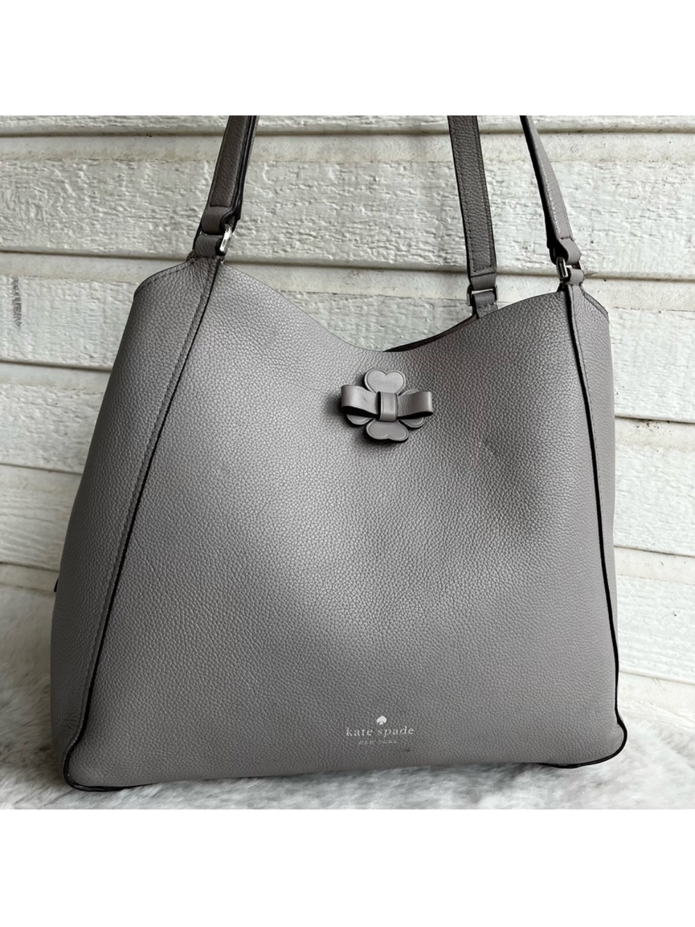 KATE SPADE Grey Knitt Knott Talia Hobo Shoulder Bag Floral Mulberry
